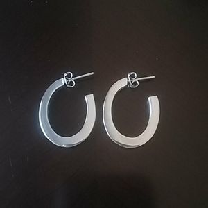 Sterling Silver Oval Hoop Earrings Taxco.925